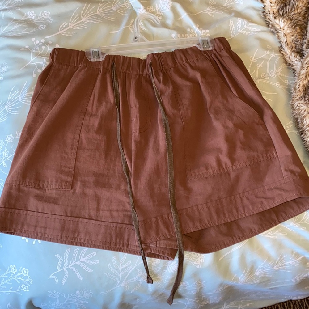 Brown linen shorts